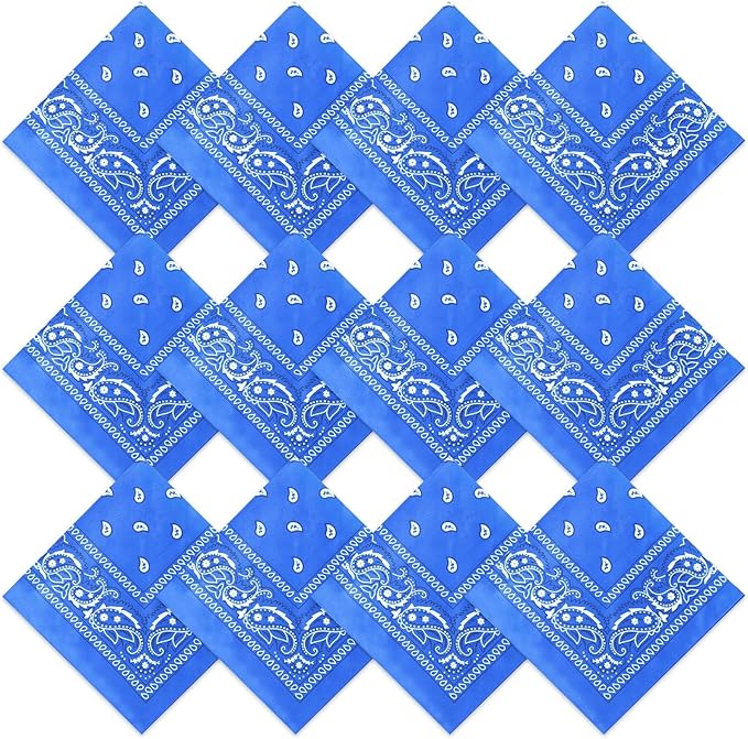 Suhine 12 Pcs Bandanas Bulk 22 x 22 Inch Paisley Headband Cowboy Handkerchief Christmas Thanksgiving Gift for Women Men