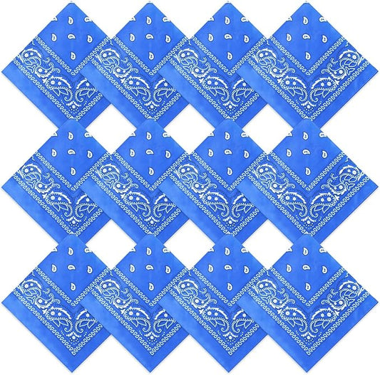 Suhine 12 Pcs Bandanas Bulk 22 x 22 Inch Paisley Headband Cowboy Handkerchief Christmas Thanksgiving Gift for Women Men