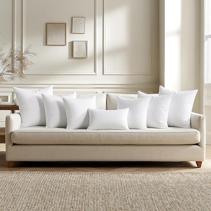 MIULEE 22x22 Throw Pillows Inserts 4 Pack, Decorative Pillows for Couch Bed | 100% Virgin Filling, Full and Fluffy, Lumbar, Back and Neck Support