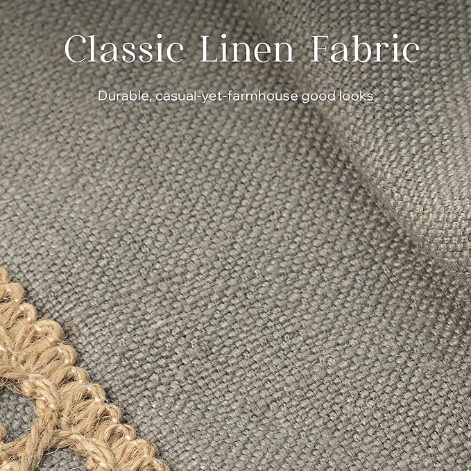 Phantoscope Pack of 2 Farmhouse Throw Decorative Pillow Cover Burlap Linen Trimmed Tailored Edges Grey 26 x 26 inches, 65 x 65 cm