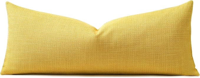 OTOSTAR Linen Throw Pillow Cover Set of 1 Decorative Long Lumbar Pillowcase Rectangle Cushion Cover 14x36 Inch for Home Decor Sofa Bedroom Car 35 x 90CM Yellow