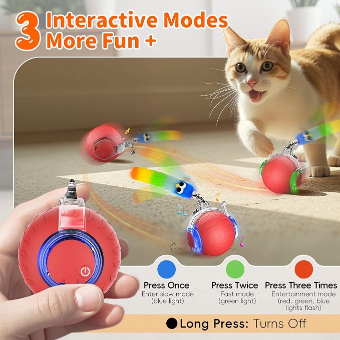 UPSKY Interactive Cat Toy, Smart Moving Cat Ball Toys for Indoor Cats
