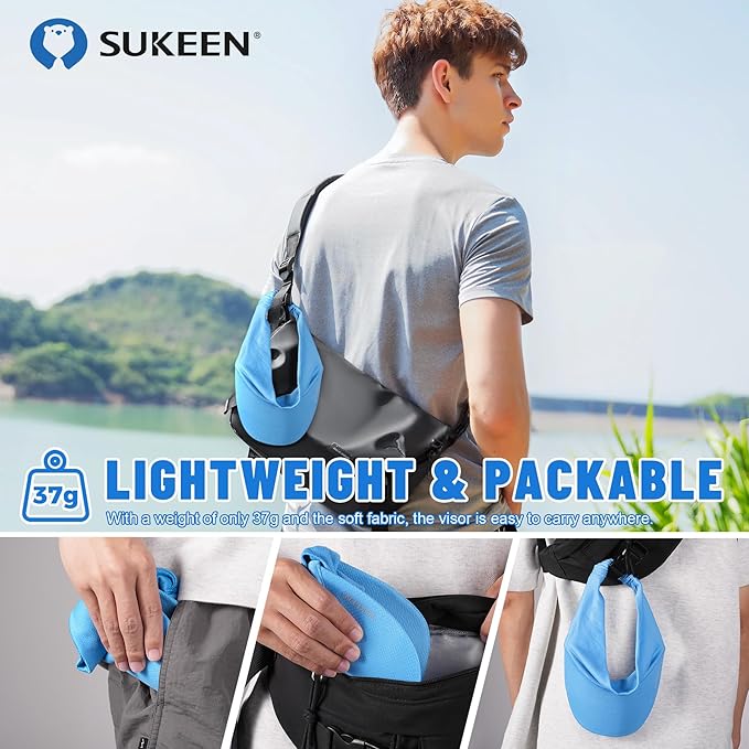 Sukeen Cooling Stretchy Sun Visor for Women Men UV Protection Cooling Hat | Lightweight quick-dry free size vizor with instant cooling, sports visor hat for golf, tennis, cycling, running, pickleball