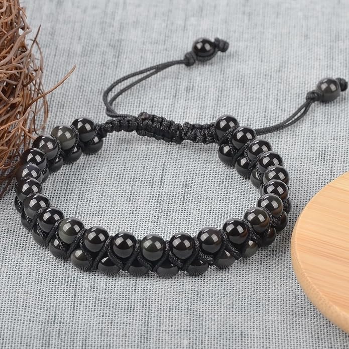 MASSIVE BEADS Double Layer Natural Chakra Healing Power Crystals Macrame Bracelet Yoga Stone Beads Gemstone Meditation Relax Anxiety Bangle for Unisex Women Men