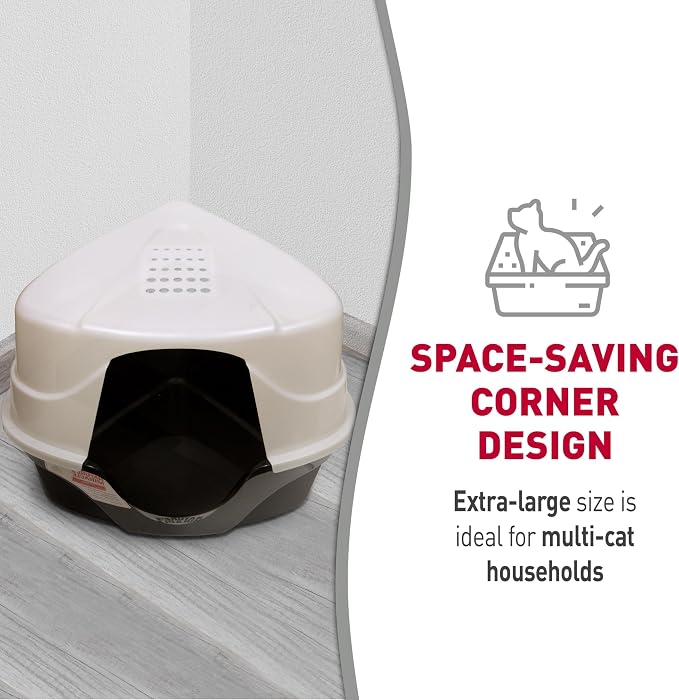 Nature's Miracle Advanced Hooded Corner Cat Litter Box with Charcoal Filter