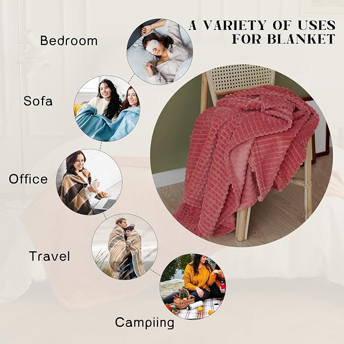 Simple&Opulence Coral Red Throw Blanket for Couch-Super Soft Fluffy Blankets for Women 50x70 Inches Cozy Lightweight Fleece Blanket for Home Decor