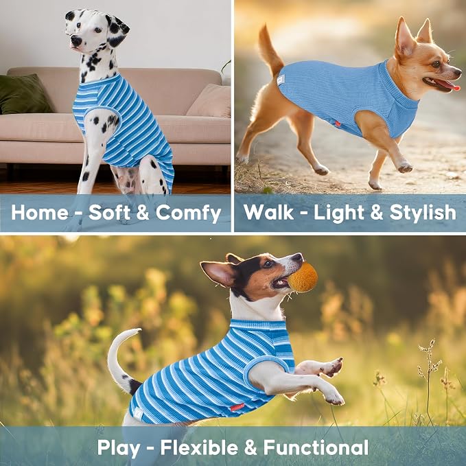 KYEESE 2Pack Waffle Dog Shirt for Medium Large Dogs Striped Dog Sweater | Cozy Warmth, Lightweight & Breathable, Gentle on Sensitive Skin, Stretchy & Free to Move, Comfortable Daily Wear