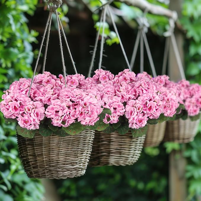 CISDUEO 4 Pcs Artificial Geraniums for Outdoors Silk Flowers Outside, Pink | Faux Flowers Geraniums for Outdoor Planter Floral Home Decor Indoor Garden Patio Grave Cemetary Vase Table Centerpiece