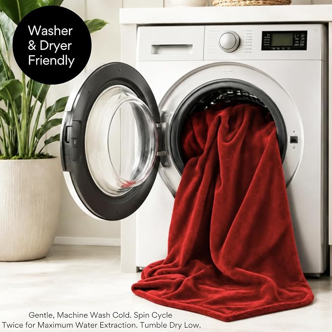 King Size Waterproof Blanket for Bed, Red & Black Absorbent Fleece, 82x82" | Plush Water Proof and Stain Resistant Layered Blankets, Leakproof Top Cover