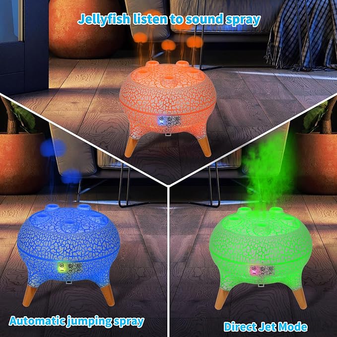 BOHOFAM Jellyfish Essential Oil Diffuser 250ML,Aroma Diffuser Hears Sound to Spray Dancing Jellyfish Mist,7 Colorful Lights, 4 * 10ML Hotel Collection Diffuser Oils Scents for Home Bedroom(White)
