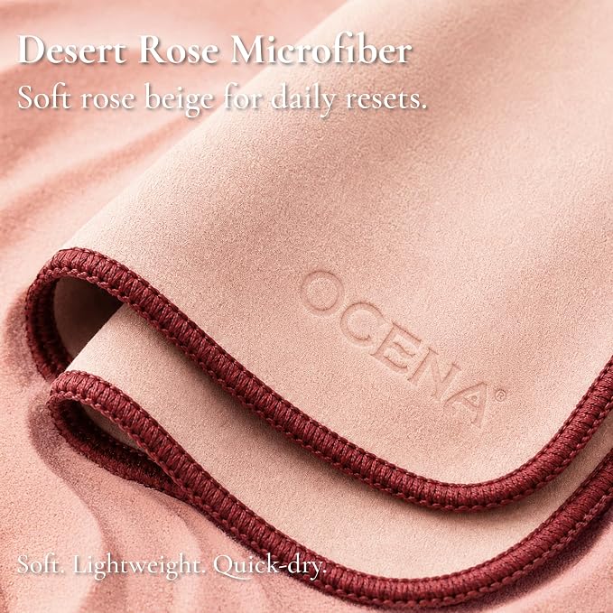 OCENA Women’s Pocket Sweat Towel Set for Face & Hands, 5-Pack Quick-Dry Microfiber Handkerchiefs, Small Gym Towel for Yoga, Pilates, Travel, 10 x 10 in, Desert Rose
