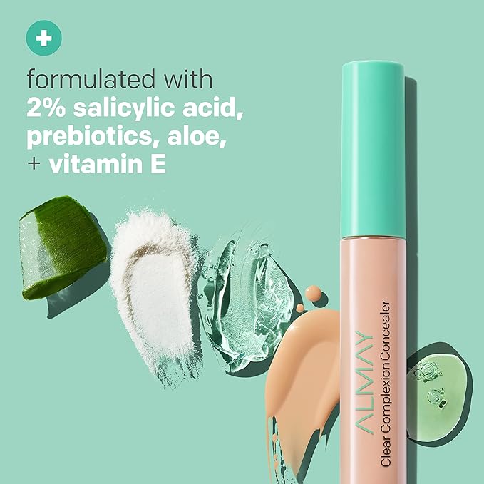 Almay Clear Complexion Acne & Blemish Spot Treatment Concealer Makeup with Salicylic Acid- Lightweight, Full Coverage, Hypoallergenic, Fragrance-Free, for Sensitive Skin, 400 Medium/Deep, 0.3 fl oz.