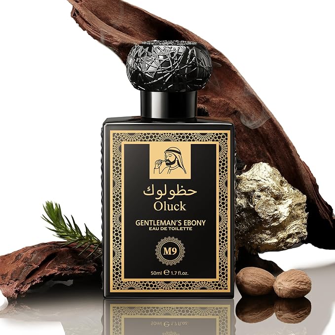 Oluck Gentleman’s Ebony M9 Men's Cologne 50ml Eau de Toilette – Warm Spicy Woody Fragrance for Men with Oud Wood, Cardamom, Cinnamon & Amber, Long Lasting Mens Perfume, Fragrance Gift for Men