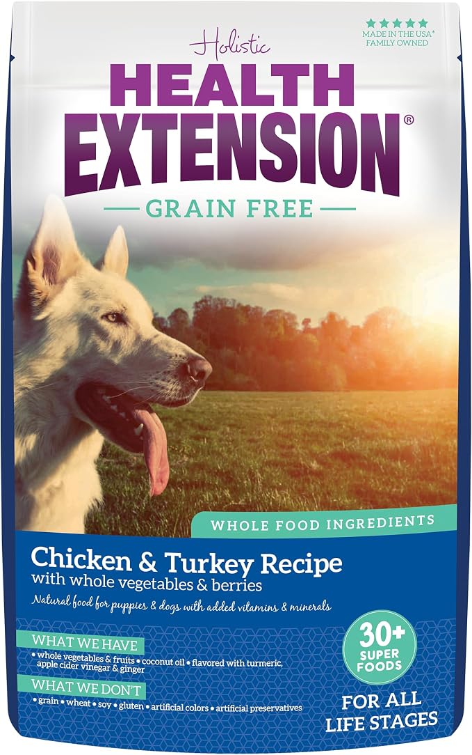Health Extension Grain Free Chicken & Turkey Dry Dog Food - 30+ Superfoods and Probiotics for All Life Stages (23.5 lb)