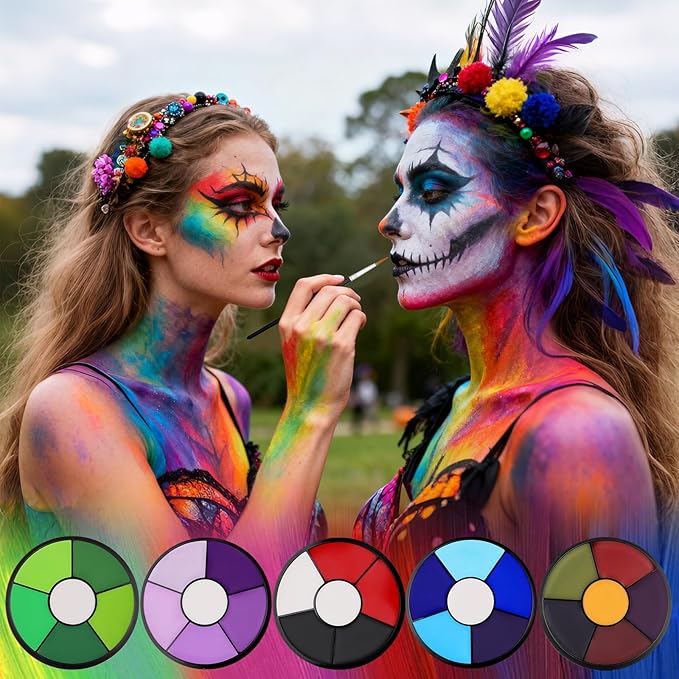 Purple Face Body Paint, Professional 6 Colors Body Paint SFX Makeup Palette, Cream Water Based Purple Face Paint for Adults SFX Cosplay Halloween Stoker Zombie Monster Ursula Costume Party