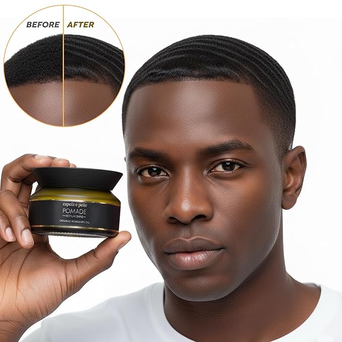 POMADE, With Rosemary Oil -Medium Hold & Shine - Hair Pomade for Black Men & Women to define Waves, Dreadlocks & Braids - Rosemary Oil with Fragrance -Hair Growth & Scalp Care- 200ml