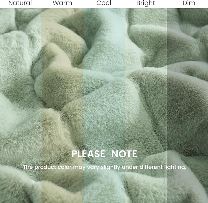 Cozy Bliss Deluxe Sheared Rabbit Faux Fur Throw Blanket, Soft Fuzzy High-Low Sculpted Plush Blanket for Couch, Cozy Home Accent, All Season Use, Green 50"x60"
