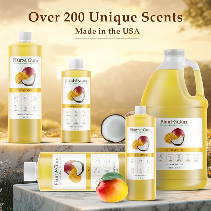 Coco Mango Fragrance Oil 4 fl. oz. Scented Oil for DIY Soap Making, Candles, Bath Bombs, Body Butters. Used in Aromatherapy Diffusers, Burners and Warmers. Great Addition to Lotions and Creams.