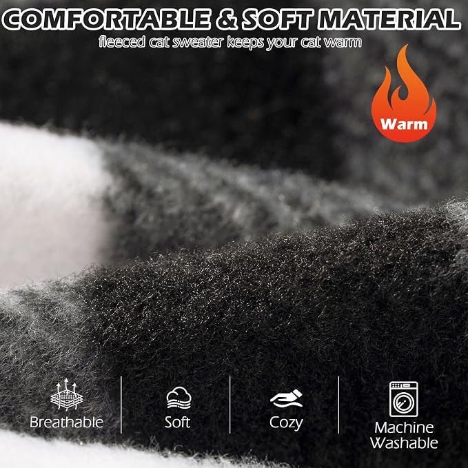 Cat Sweater Warm Fleece Pet Clothes for Cats Only | Soft Cat Vest Puppy Hoodie Coat, Fall Cold Winter Sweatshirt Pullover Clothing also for Small Dogs, Checkered M