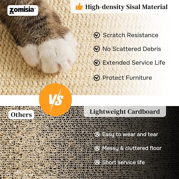 ZOMISIA Cat Scratcher with Ball Track Toy, Sisal Scratch Pad for Indoor Use