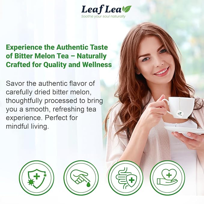 LeafLea Bitter Melon Tea Bags, Cerasee Momordica Charantia Tea, 120 Count | Natural Cundiamor Bitter Gourd Herbal Tea, Caffeine-Free, Sugar-Free, Vegan, Value Pack of 3 for Family