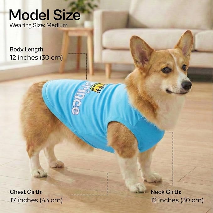Parisian Pet Dog Shirt – 100% Cotton Shirts for Medium Dogs – Blue Sleeveless Puppy Clothes – Lightweight and Breathable Dog Apparel – Boy Dogs Clothes - Stretchy Pet T Shirts