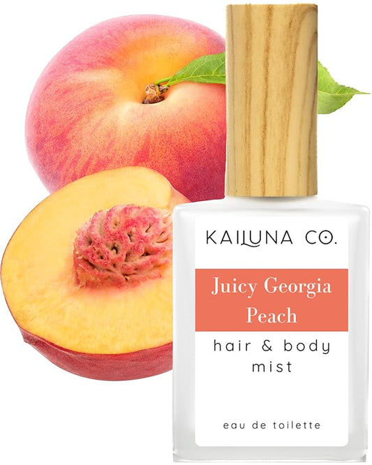 Kailuna Co. Juicy Georgia Peach Natural Hair & Body Mist Spray, Pure Essential and Fragrance Oils, Alcohol-Free, Handmade in California, 0.5Fl Oz