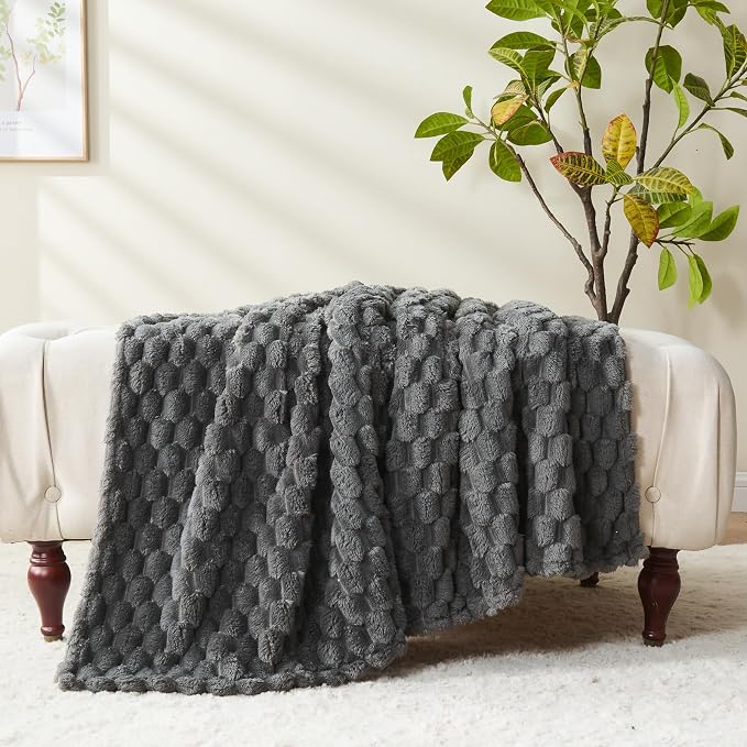 NEWCOSPLAY Fleece Clouds Cozy Throw Blanket for Couch, Grey, 50"x60" | Premium Silky Flannel Blanket, Soft Lightweight Fluffy Throw Blanket for Bed Sofa Decor, Gift for All Season Use