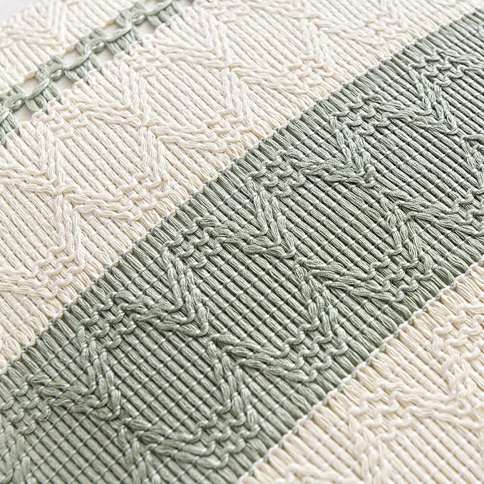 Fancy Homi Set of 1 Sage Green Boho Decorative Throw Pillow Covers 18x18 Inch for Living Room Bedroom Couch Bed Sofa Chair, Rustic Retro Cushion Case 45x45 cm, Bohemian Room Home Decor