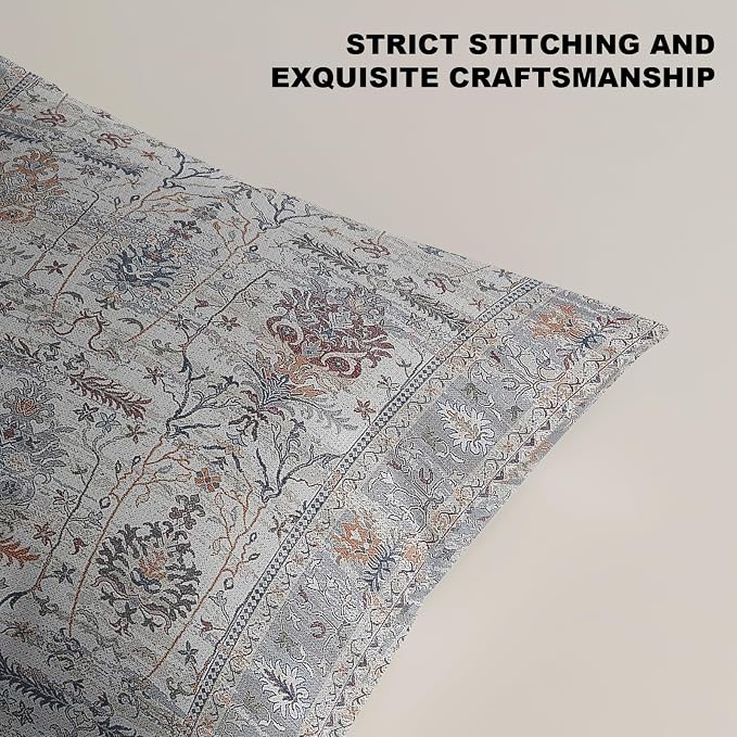 Boho Throw Pillow Covers 24x24 inch Set of 2,Soft Pillowcases Bohemia Carpet Printing Pattern Decorative Sofa Living Room Bed Square Pillow Case Cushion Cover-Gray Flower