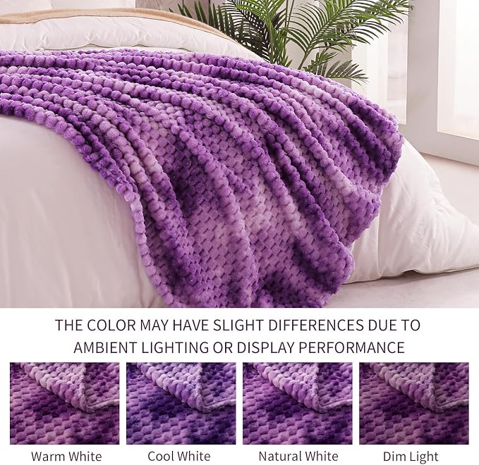 Exclusivo Mezcla 3D Fleece Twin Size Blanket for Bed, Tie-dye Purple | Extra Soft Fuzzy Plush Lightweight Bed Blankets, Cozy Fluffy Decorative Blankets for All Seasons, 60x80 Inches