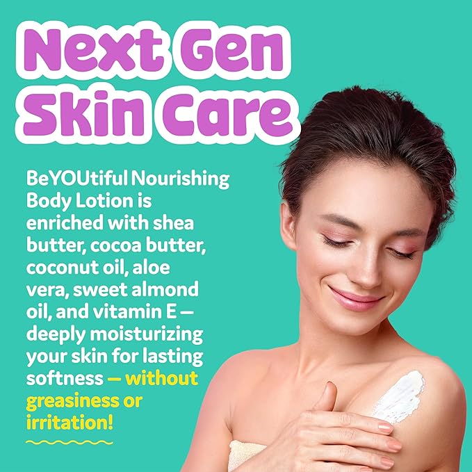 BeYoutiful Guava Passion Fruit Body Lotion for Dry Skin, Natural Cruelty-Free Hydrating Moisturizer for Kids & Teens with Sweet Almond Oil, 17 oz