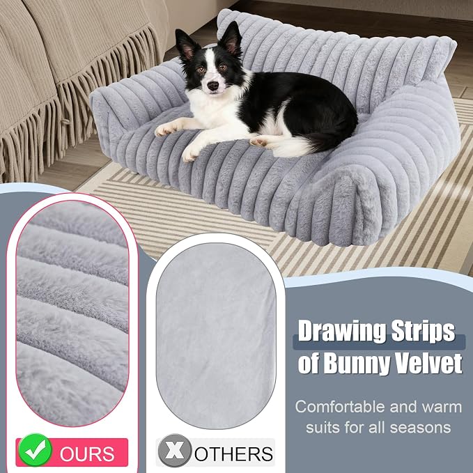 Cute Dog Couch for Medium Large Dogs,Dog Cat Couch Sofa,Dog Bed,L,Grey | Dog Couch Bed with Removable Washable Cover,Cute Fluffy Pet Sofa Cat Couch Bed,Washable Dog Bed Medium Large Size Dog