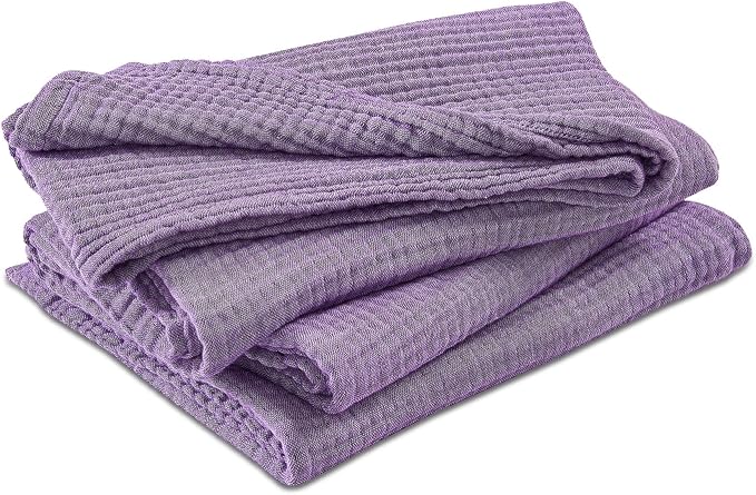 EMME Cotton Muslin Twin XL Blanket Breathable Gauze Soft Lightweight Adults Gifts for Women (Heather Purple, 66"x90")
