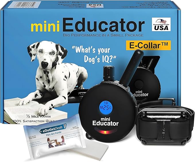 E-Collar ET-300 / ET-302 Dog Training Collar System with Remote - 1/2 Mile Range - Waterproof, Vibration, Sensation - Includes eOutletDeals Pet Towel (1 Dog System - ET-300 Black)