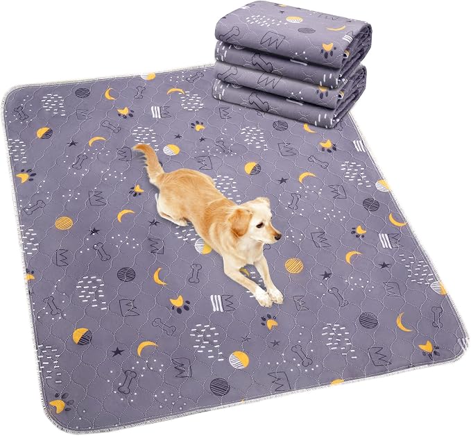 UPSKY Washable Pee Pads for Dogs 2 Pack 34" x 36", Waterproof, Non-Slip | Whelping Pads for Potty Training, Polyester, Waterproof Backing, Crates, for Playpen, Potty, Crate, Bed, Grey