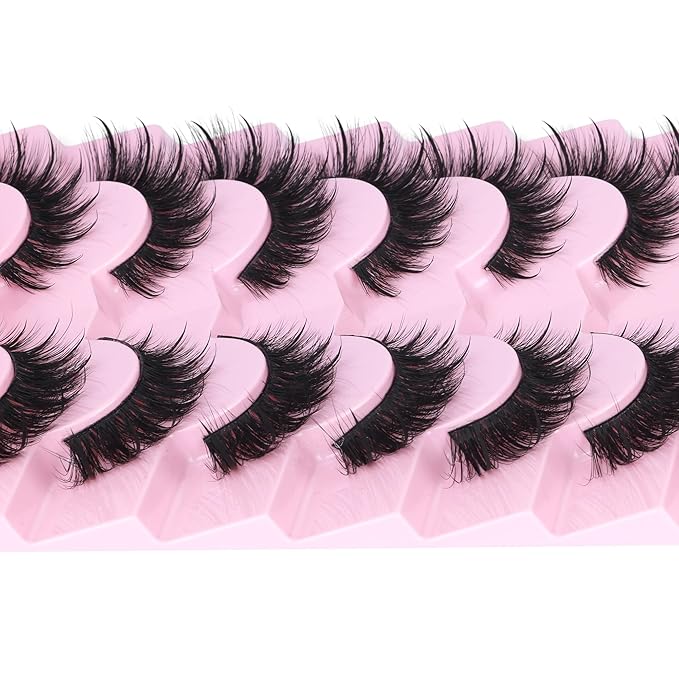 EYDEVRO False Eyelashes Wet Cat Eye Lashes Spiky Faux Mink Lashes Wispy Fairy Manga Lashes Natural Strip Lashes with Spikes 7 Pairs Pack