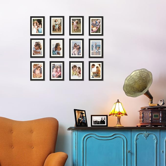 upsimples 4x6 Picture Frame, Photo Collage Wall Decor Set of 10, Black | Small Frame Fit 3.5x5 and 4 x 6 Photos, Wall or Tabletop Display, For Gallery Hallway Living Room, For Christmas Mother's Day