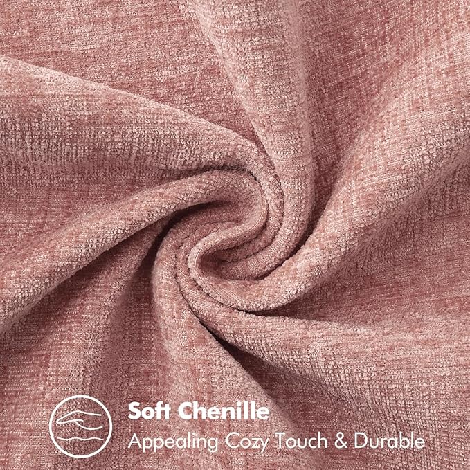 MIULEE Decorative Couch Throw Pillow Covers 18x18 Inch Blush Pink 2 Pack | Farmhouse Pillow Covers with Stitched Edge, Soft Chenille Cushion Cases, for Sofa Bed Living Room Home Decor