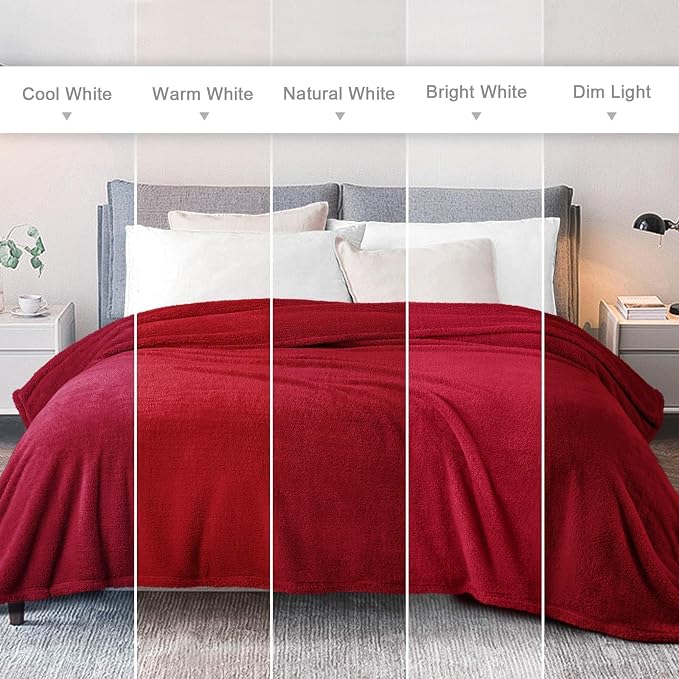 Exclusivo Mezcla Soft Plush Fleece Throws Blanket for Couch Sofa Bedroom | Lightweight Fuzzy Fluffy Blanket for All Seasons, Cozy Velvet Throws for Women Men, Machine Washable, 50"x60", Deep Red
