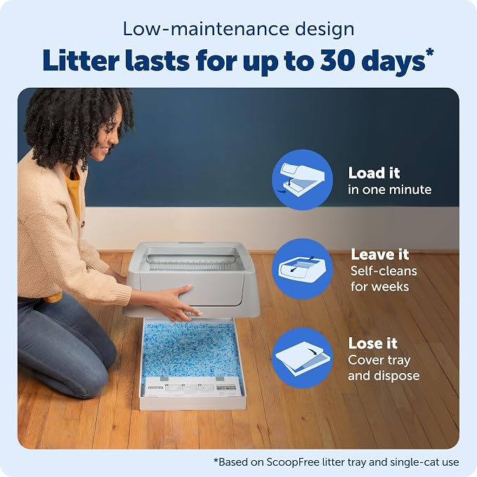 PetSafe ScoopFree Crystal Smart Self-Cleaning Litter Box, Front-Entry | 2.4 GHz WiFi & App Enabled, Hands-Free Automatic Cleaning, Superior Odor Control, Includes 1 Disposable Crystal Litter Tray
