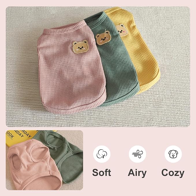 Dog Clothes for Small Dogs, Pet T-Shirt for Boys and Girls | Waffle Knit Dog Tank Top,Comfortable for Summer&Winter,Perfect for Dachshund(3PCS,2XLarge)