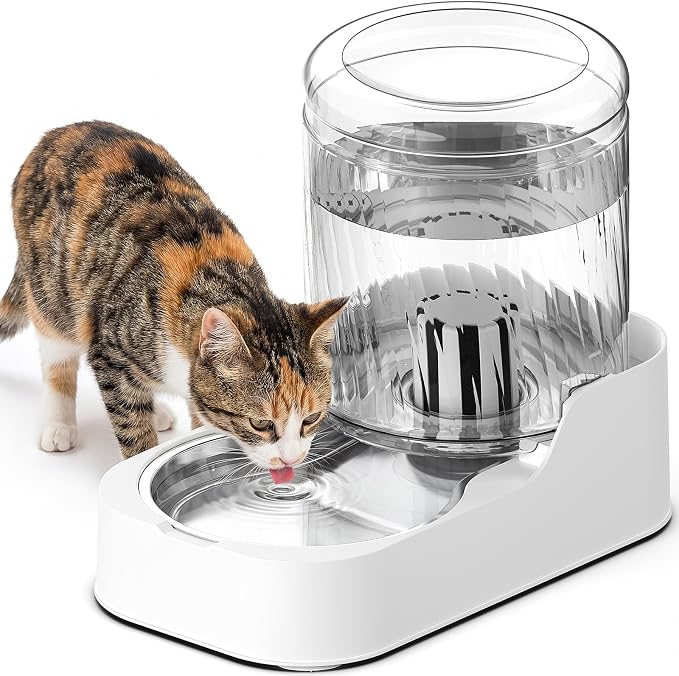 Automatic Cat Water Dispenser with Stainless Steel Bowl | Dog Water Bowl Dispenser Adjustable Water Dispensing, Auto Pet Waterer for Cats and Dogs