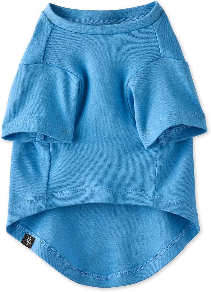 Pet Passion Toby II - The Perfect Tee, 8 Pack Short Sleeve Pet T-Shirt 100% Organic Cotton Tees Clothes for Small, Medium, Large Dogs, Rainbow Blue, XX-Large