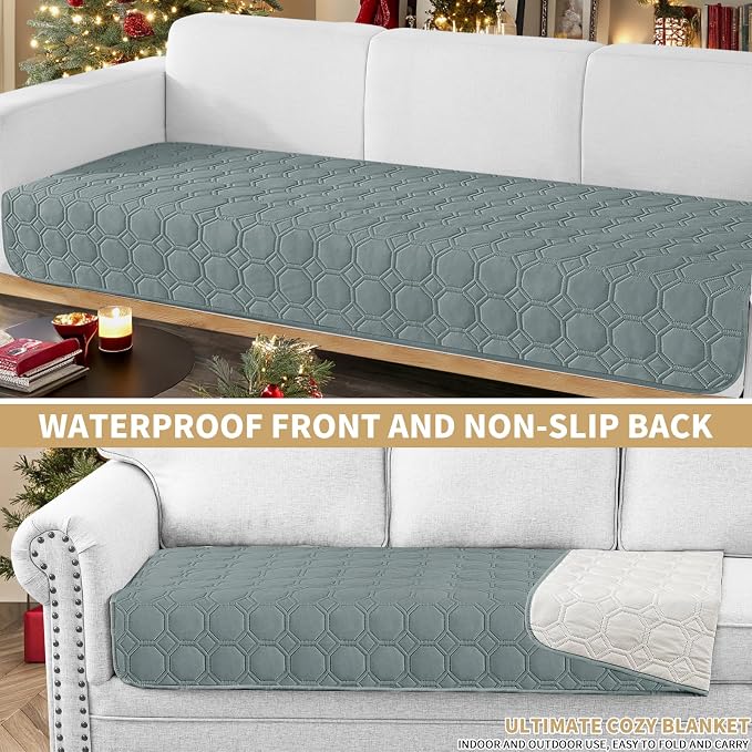 ZNSAYOTX Ultimate Cozy Blankets (30"x70") 100% Waterproof Sofa Mat Blanket for Dog Pets, Bed Couch Protector with Non-Slip Back Washable Durable, Pee Scratch Proof Easy to Clean (Dark Grey)