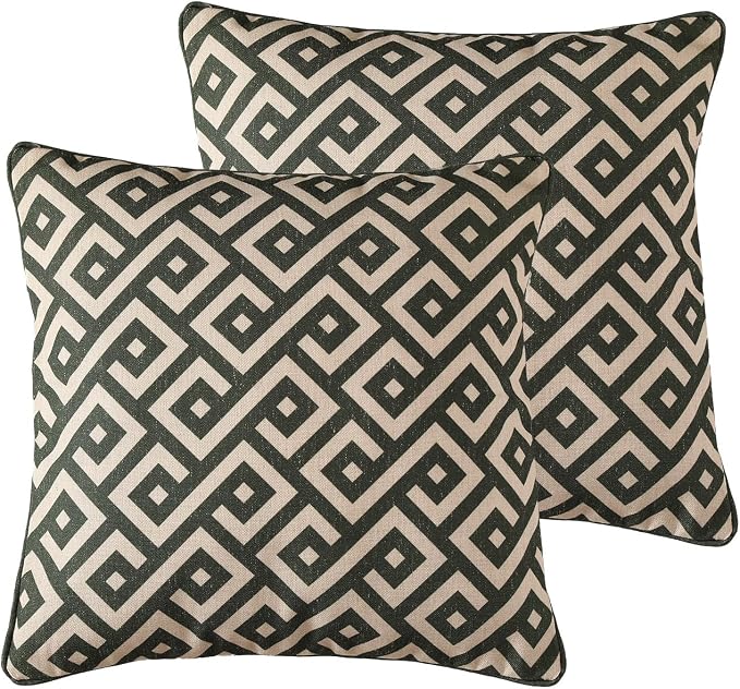 Vintage Linen Square Throw Pillow Cover,Set of 2,18"x18"-Murad B | Designer French Pillow Cover,Concealed Zipper Design,Sofa,Bedroom,Living Room,Lounge Chairs,All Season Home Decor
