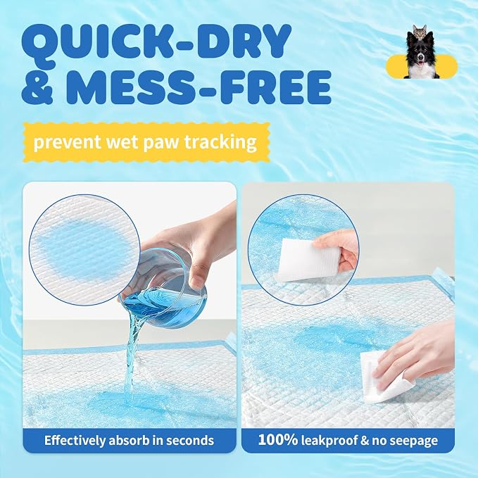 Powools Puppy Pads for Dogs, 34 x 28 in, 6-Layer, Leak-Proof, 100-Pack | X-Large Pee Pads for Dogs Potty Training, Quick-Dry Design, Wee Wee Pads for Dogs, Puppy Training Pads