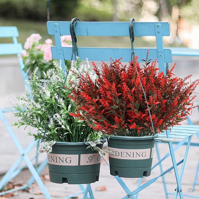 RECUTMS Spring Fall Decoration, Artificial Fake Outdoor Plants Flowers 36Pc | Faux Fall Orange Flowers for Planter UV Resistant Plastic Greenery for Outside Porch Home Patio Garden Window Box Decoration
