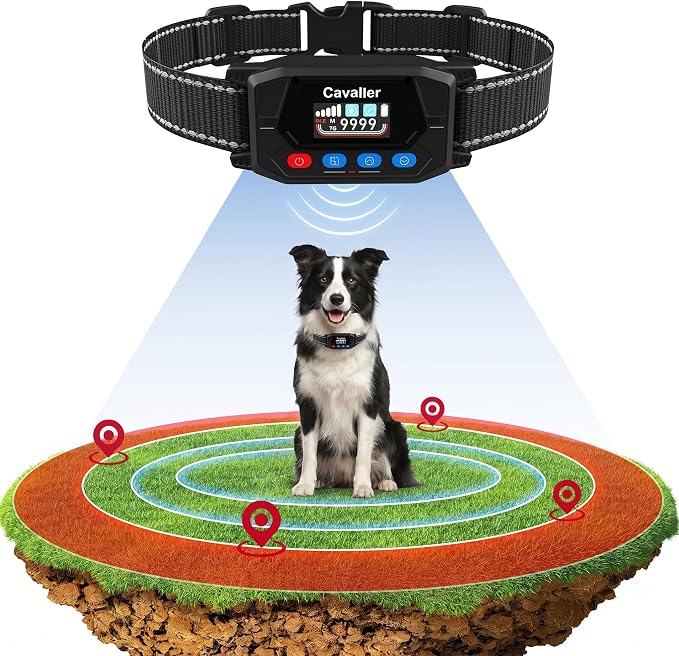 PATPET GPS Wireless Dog Fence | No-Dig, 9999-Yard Range | IP67 Waterproof Collar, 3 Modes for Medium & Large Dogs