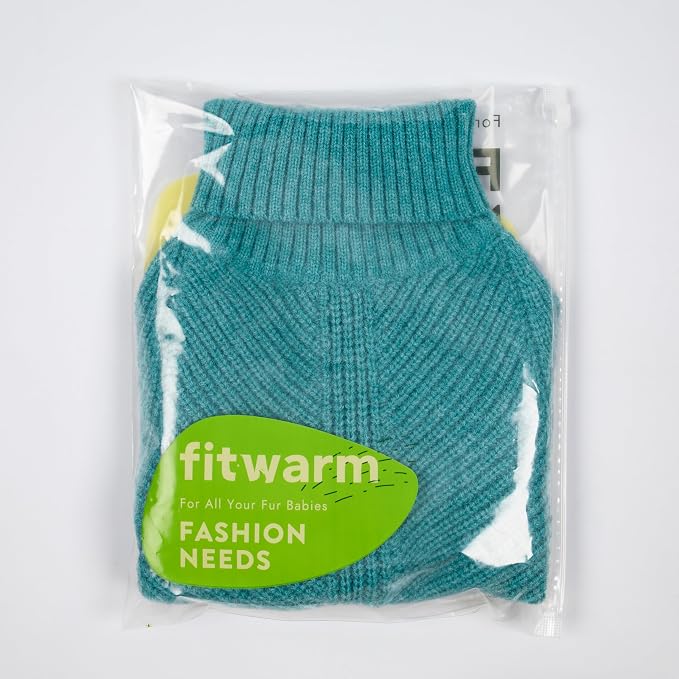 Fitwarm Turtleneck Dog Knitted Sweater, Thermal Winter Clothes for Small Dogs, Boy & Girl, Dog Sweater Pullover Jumper, Pet Outfit, Teal Blue, Large
